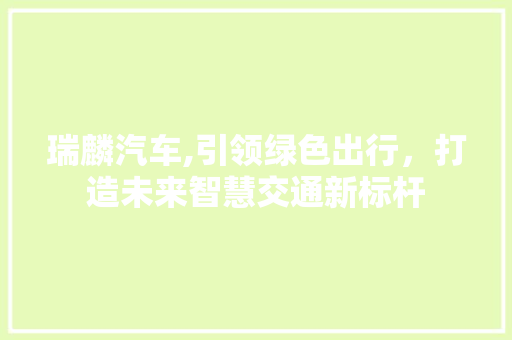 瑞麟汽车,引领绿色出行，打造未来智慧交通新标杆