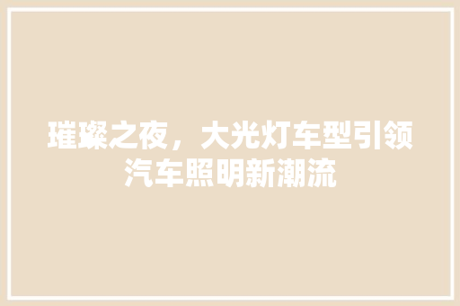 璀璨之夜，大光灯车型引领汽车照明新潮流