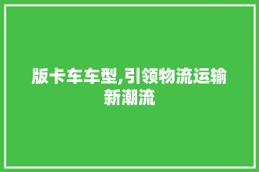 版卡车车型,引领物流运输新潮流
