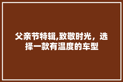 父亲节特辑,致敬时光，选择一款有温度的车型
