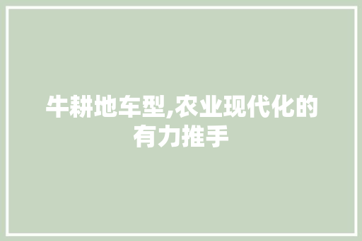 牛耕地车型,农业现代化的有力推手
