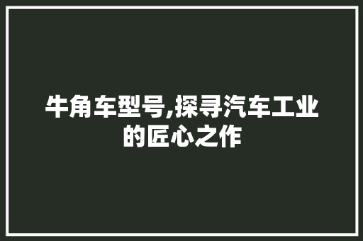 牛角车型号,探寻汽车工业的匠心之作