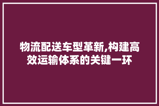 物流配送车型革新,构建高效运输体系的关键一环