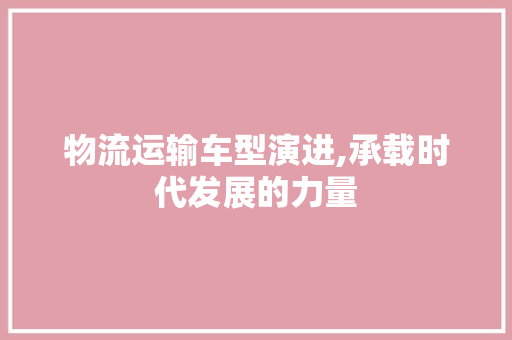 物流运输车型演进,承载时代发展的力量