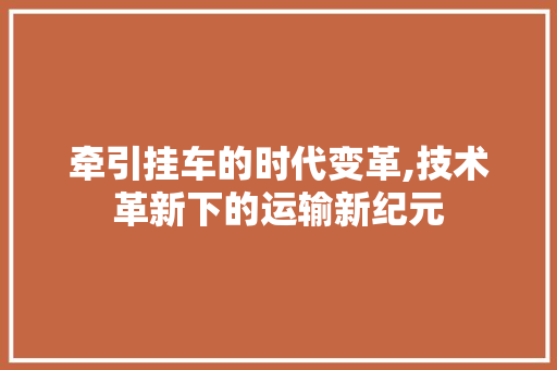 牵引挂车的时代变革,技术革新下的运输新纪元 变速箱配件