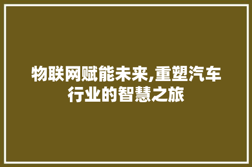 物联网赋能未来,重塑汽车行业的智慧之旅 底盘配件