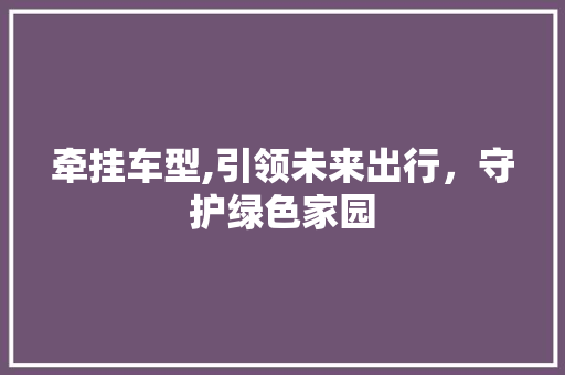 牵挂车型,引领未来出行，守护绿色家园