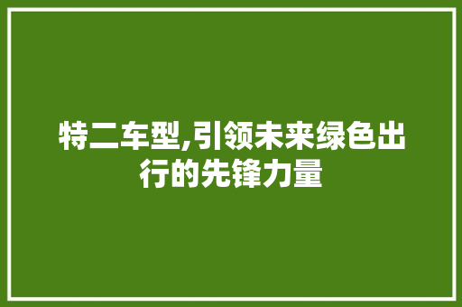 特二车型,引领未来绿色出行的先锋力量