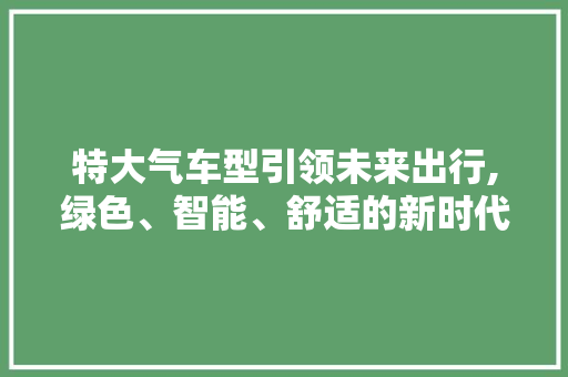 特大气车型引领未来出行,绿色、智能、舒适的新时代