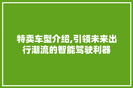特卖车型介绍,引领未来出行潮流的智能驾驶利器