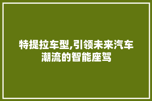特提拉车型,引领未来汽车潮流的智能座驾