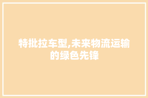 特批拉车型,未来物流运输的绿色先锋