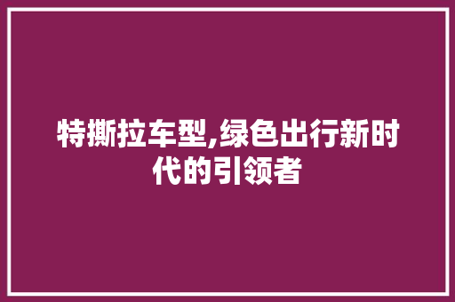 特撕拉车型,绿色出行新时代的引领者