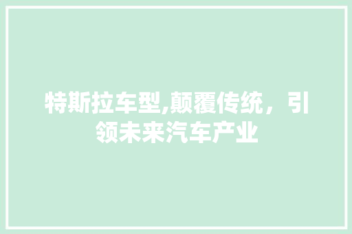 特斯拉车型,颠覆传统，引领未来汽车产业