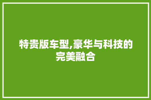 特贵版车型,豪华与科技的完美融合