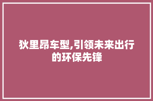 狄里昂车型,引领未来出行的环保先锋
