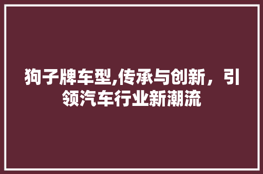 狗子牌车型,传承与创新，引领汽车行业新潮流 发动机配件