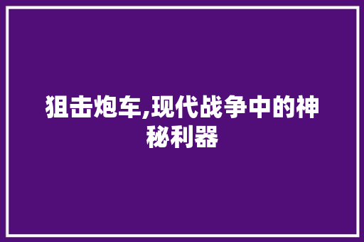 狙击炮车,现代战争中的神秘利器
