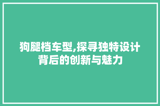 狗腿档车型,探寻独特设计背后的创新与魅力