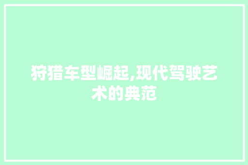 狩猎车型崛起,现代驾驶艺术的典范 新能源汽车