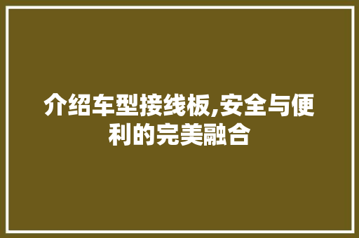 介绍车型接线板,安全与便利的完美融合