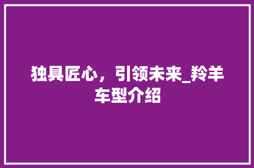 独具匠心，引领未来_羚羊车型介绍