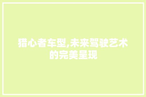 猎心者车型,未来驾驶艺术的完美呈现
