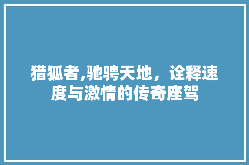 猎狐者,驰骋天地，诠释速度与激情的传奇座驾 底盘配件
