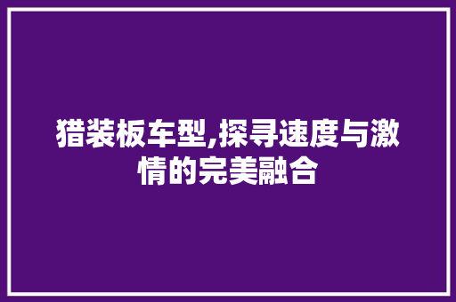 猎装板车型,探寻速度与激情的完美融合 发动机配件