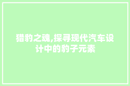 猎豹之魂,探寻现代汽车设计中的豹子元素