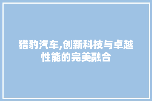 猎豹汽车,创新科技与卓越性能的完美融合