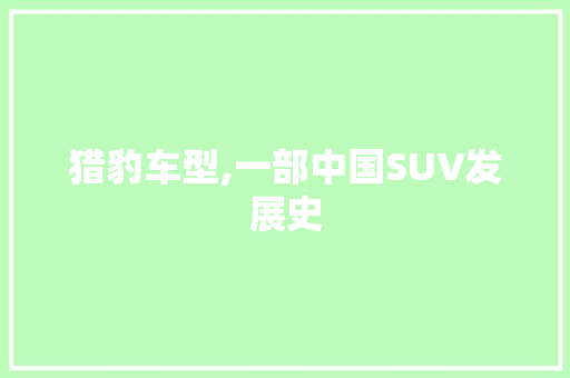 猎豹车型,一部中国SUV发展史