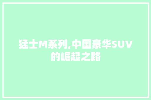 猛士M系列,中国豪华SUV的崛起之路
