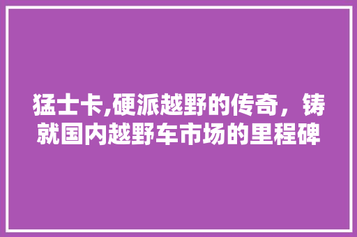 猛士卡,硬派越野的传奇，铸就国内越野车市场的里程碑