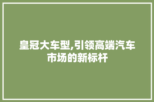 皇冠大车型,引领高端汽车市场的新标杆
