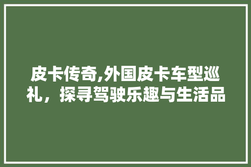 皮卡传奇,外国皮卡车型巡礼，探寻驾驶乐趣与生活品质的完美融合