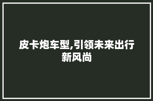 皮卡炮车型,引领未来出行新风尚