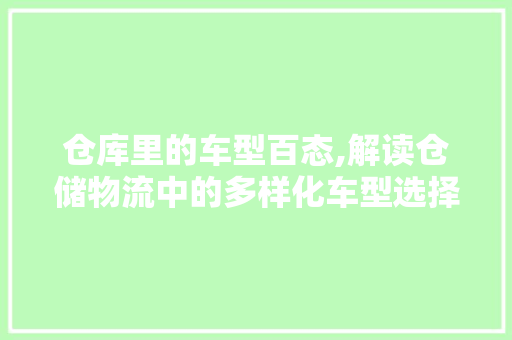 仓库里的车型百态,解读仓储物流中的多样化车型选择