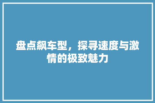 盘点飙车型，探寻速度与激情的极致魅力