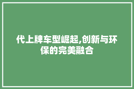 代上牌车型崛起,创新与环保的完美融合