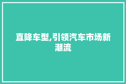 直降车型,引领汽车市场新潮流