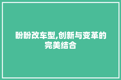 盼盼改车型,创新与变革的完美结合