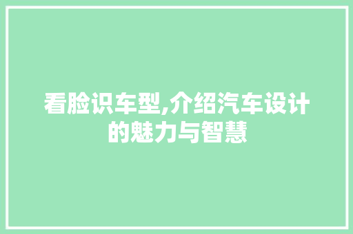 看脸识车型,介绍汽车设计的魅力与智慧