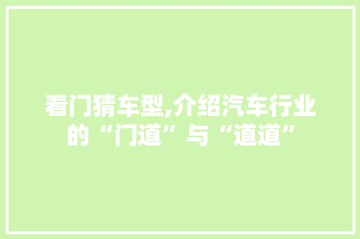 看门猜车型,介绍汽车行业的“门道”与“道道”