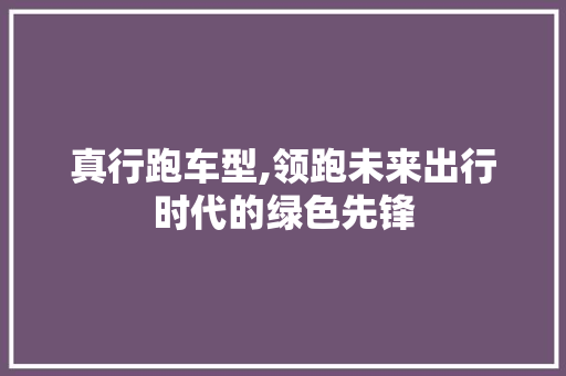 真行跑车型,领跑未来出行时代的绿色先锋