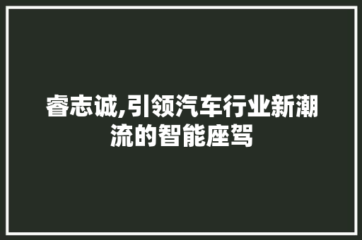 睿志诚,引领汽车行业新潮流的智能座驾
