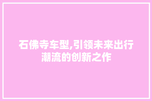 石佛寺车型,引领未来出行潮流的创新之作