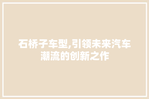 石桥子车型,引领未来汽车潮流的创新之作