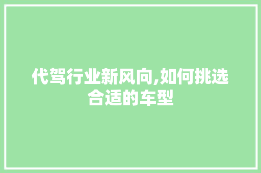 代驾行业新风向,如何挑选合适的车型 车灯配件