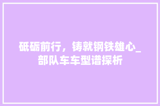 砥砺前行，铸就钢铁雄心_部队车车型谱探析